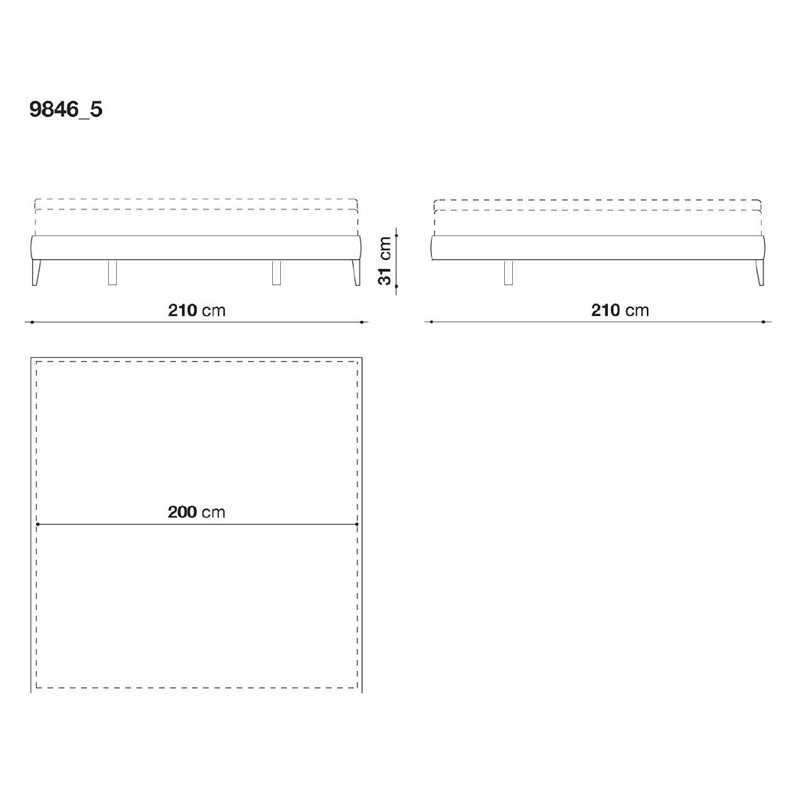 Maxalto FILEMONE Bett, Variante B - 200x200cm