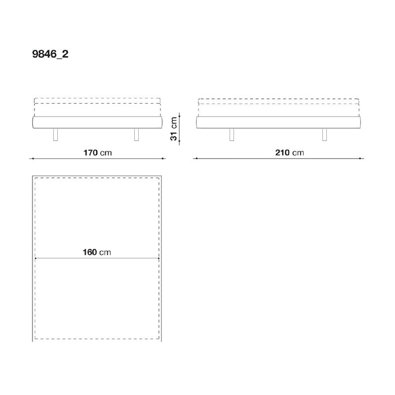 Maxalto FILEMONE Bett, Variante C und D - für Matratze 160x200cm