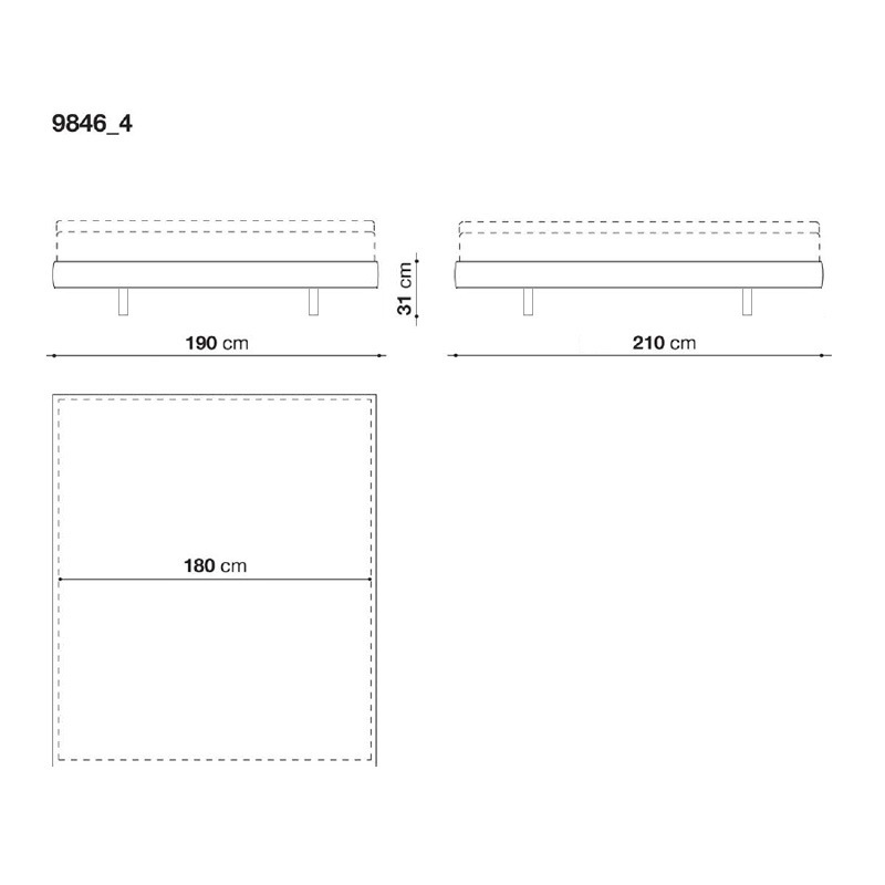 Maxalto FILEMONE Bett, Variante C und D - für Matratze 180x200cm