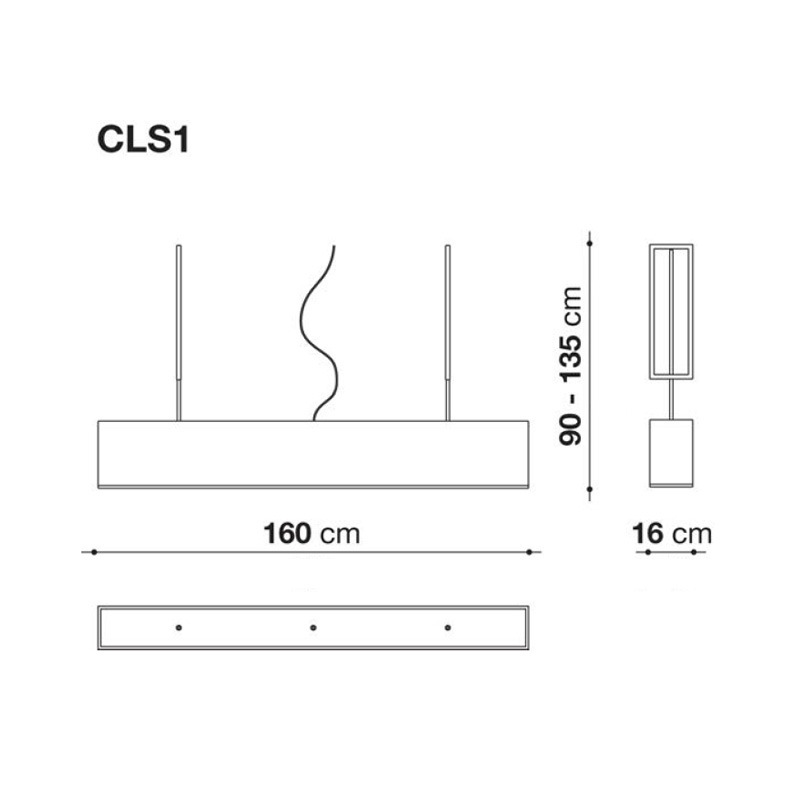 Maxalto LEUKON Hängeleuchte - Breite 160 cm