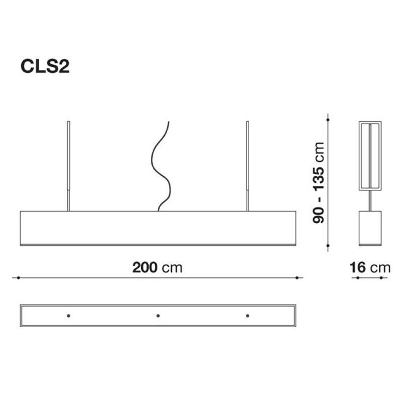 Maxalto LEUKON Hängeleuchte - Breite 200 cm